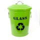 25 л. зелен метален кош за разделно сметосъбиране с капак