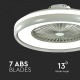 60 см таванен вентилатор със сив ринг 35W LED осветително тяло и дистанционно V-TAC