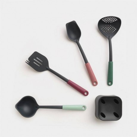 Комплект готварски прибори от 4 части и поставка Brabantia от серия TASTY +