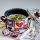 18 см емайлирана тенджера Metalac Posude с декор HAPPY HEARTS