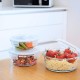 Сет от 3 бр кръгли стъклени кутии за храна с различни размери PEBBLY 