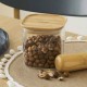 800 мл квадратен стъклен канистер за съхранение с бамбуков капак PEBBLY