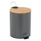 5 л. метален сив кош за боклук с капак от бамбук и вътрешна кофа