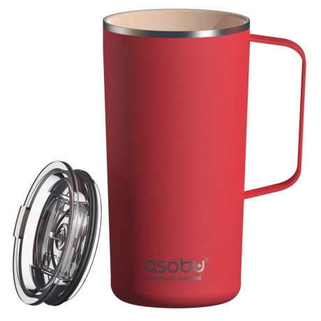 600 мл червена термо чаша с керамично покритие ASOBU от серия TOWER MUG