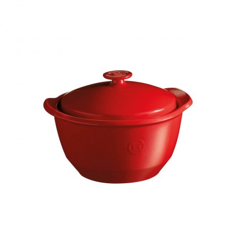 23 см червена керамична дълбока тенджера с капак EMILE HENRY модел ONE POT