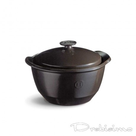 25 см черна керамична дълбока тенджера с капак EMILE HENRY модел ONE POT