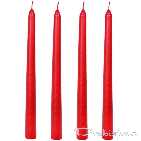 4 бр. червени конусовидни свещи 25 см.