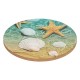 Кръгла дървена подложка за чаша с морски мотив