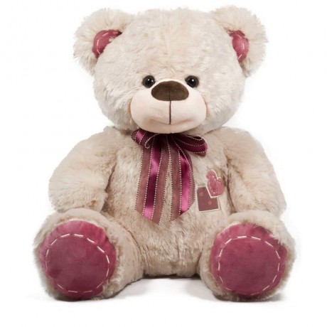 Плюшено мече с избродирано сърце 2 цвята