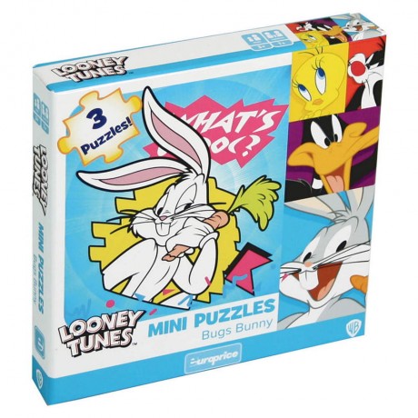 Мини пъзел 3 в 1 Looney Tunes - bugs bunny