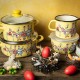 18 см питка емайлирана тенджера Metalac Posude с декор Happy chickens