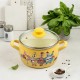 22 см дълбока емайлирана тенджера Metalac Posude с декор Happy chickens
