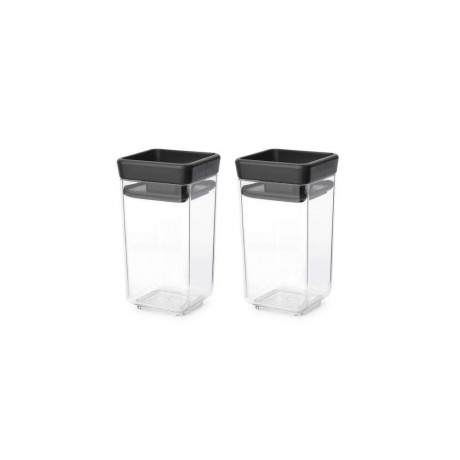 Комплект от два броя буркани с тъмно сиви капаци Brabantia от серия Tasty+ Stackable
