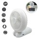 Бял ръчен вентилатор с поставка за телефон и LED осветление