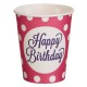 12 бр. детски картонени чаши от 240 мл с декор точки и надпис Happy Birthday