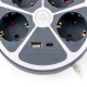 Разклонител кръг с ключ 4 гнезда и 2 USB порта тип А+С