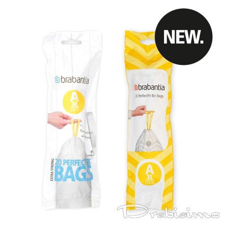 3 л. бели торбички за кош 20 бр. Brabantia размер A