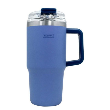 600 мл синя термочаша с дръжка и сламка Nerthus
