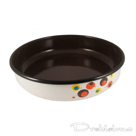 36 см кръгла емайлирана тава с разцветка Кръгчета