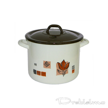 20 см (5,25 л.) дълбока емайлирана тенджера с метален капак разцветка Рустика