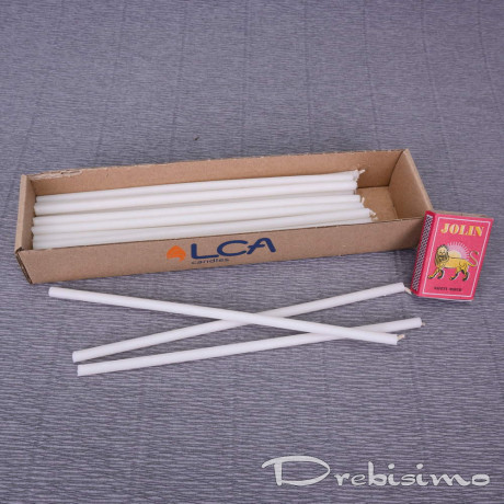 35 бр. бели църковни свещи с кибрит