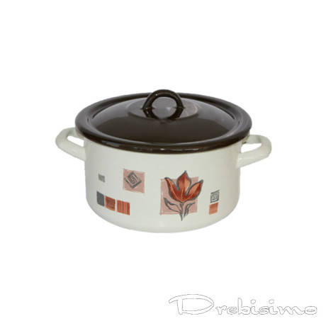 20 см (3,6 л.) плитка емайлирана тенджера с метален капак разцветка Рустика