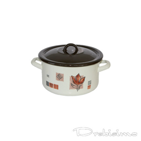 20 см (3,6 л.) плитка емайлирана тенджера с метален капак разцветка Рустика