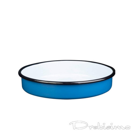 28 см кръгла емайлирана тава Metalac Posude в син цвят