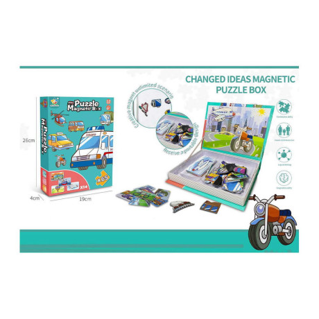 Детски магнитен пъзел-книга превозни средства