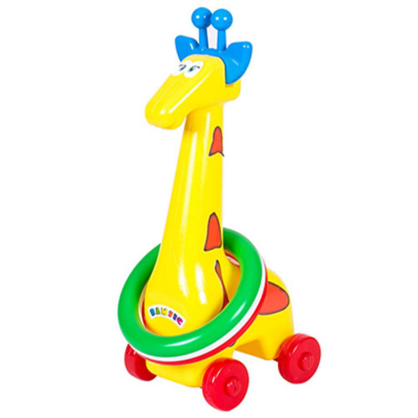Детска играчка жираф за дърпане с рингове