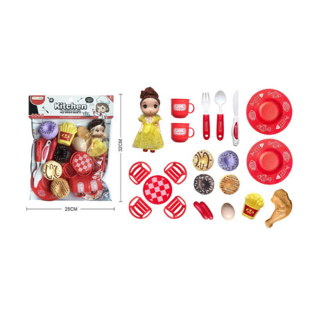 Комплект за бързо хранене с кукла 21 части в плик