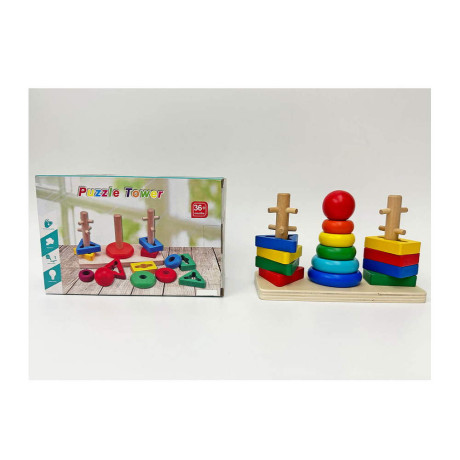 Дървен сортер низанка 3 колони с пирамида