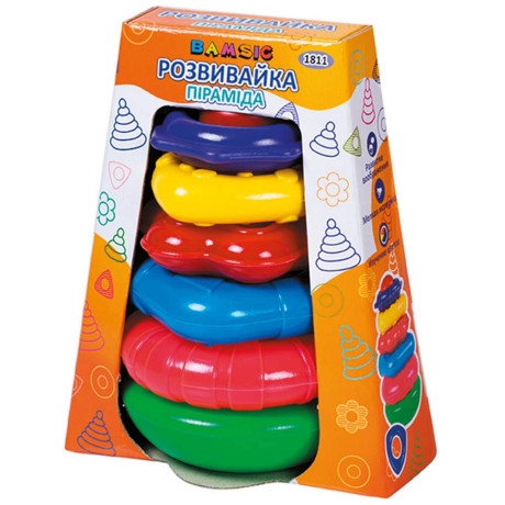 Бебешка пирамида с рингове в отворена кутия