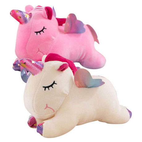 Плюшен еднорог легнал 25 см 4 цвята