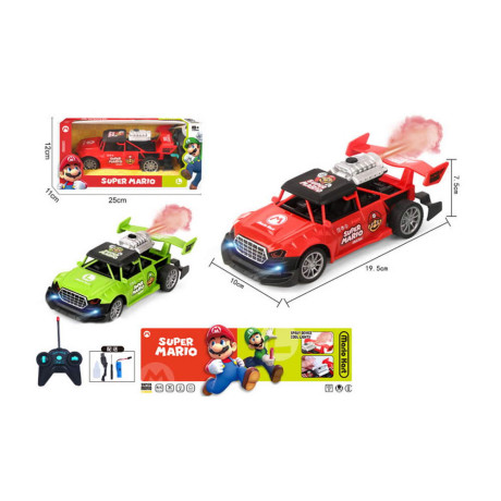 Детска кола с пушек радиоконтрол с акумулаторна батерия 2 цвята марио