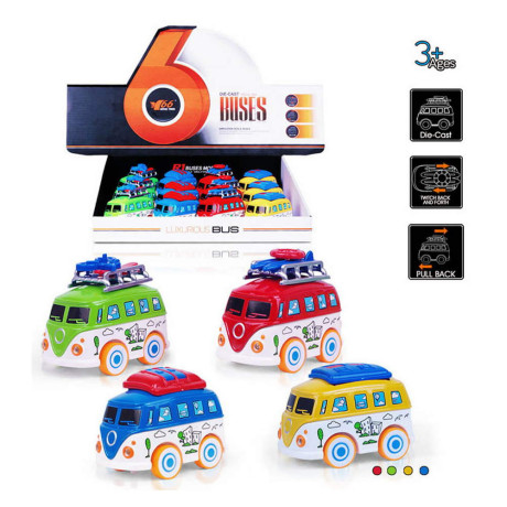 Детски метален бус 12 бр. в кутия 4 цвята