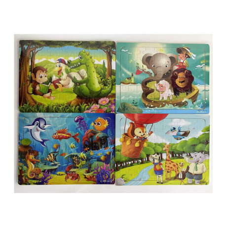 Детски дървен пъзел с животни различни видове