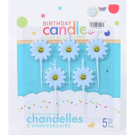 Парти свещи маргаритки 5 бр. на картон