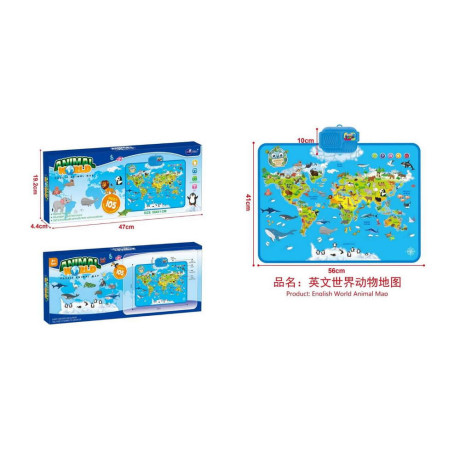 Детски интерактивен килим карта на света с животни