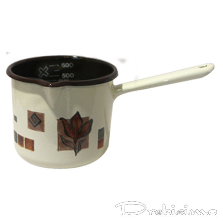 1 л бяло емайлирано джезве с декор Рустика