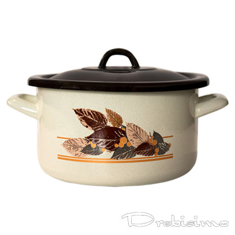24 см (5,7 л.) плитка емайлирана тенджера с метален капак разцветка Есен