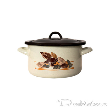 20 см (3,6 л.) плитка емайлирана тенджера с метален капак разцветка Есен