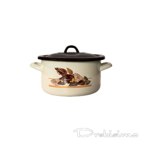 18 см (2,7 л.) плитка емайлирана тенджера с метален капак разцветка Есен