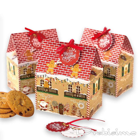 5 бр. коледни кутии за сладки - къщички