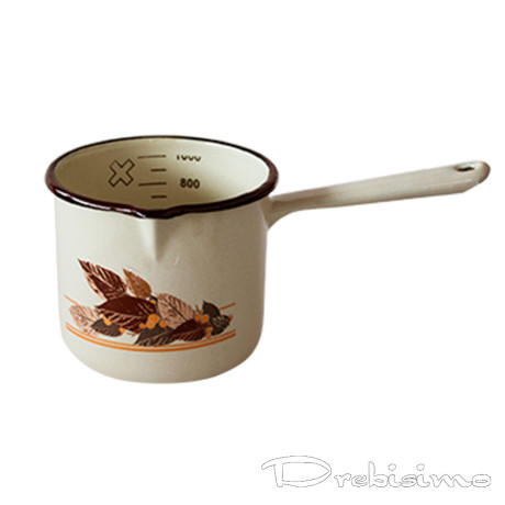 1 л бяло емайлирано джезве с декор Есен