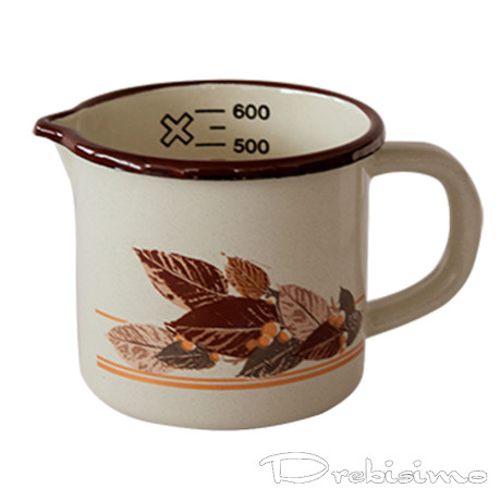 600 мл бяло емайлирано джезве с декор Есен