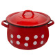 24 см (7,5 л.) емайлирана тенджера с метален капак разцветка Бели точки на червен фон