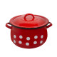 22 см (6 л.) емайлирана тенджера с метален капак разцветка Бели точки на червен фон